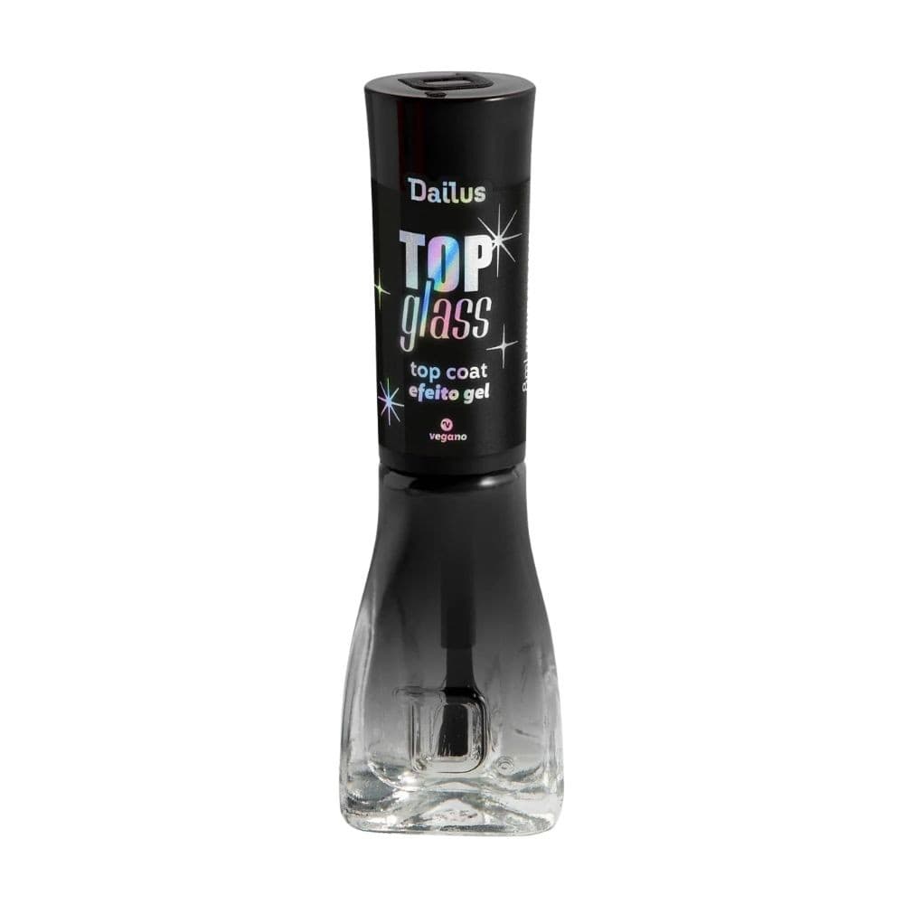 Top Glass Dailus Top Coat Acabamento em Gel Unhas Brilho Intenso 8ml