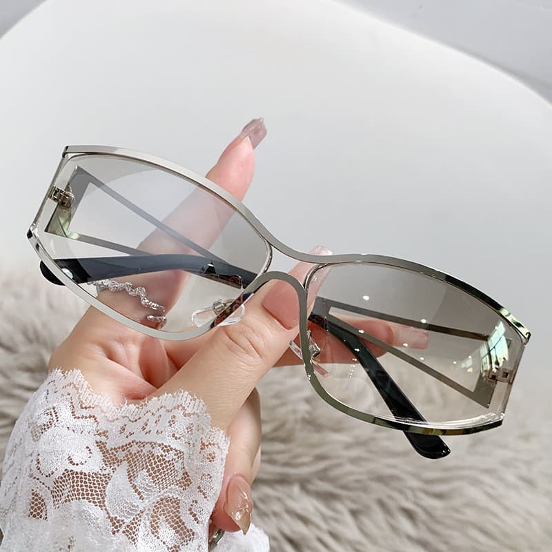 Óculos de Sol Y2k para Mulheres e Homens, Óculos de Sol Oversized com Lentes Gradientes, Steampunk, Óculos de Sol