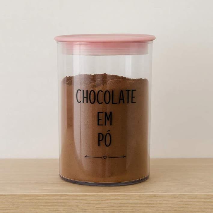 Pote Hermético de Acrílico para Chocolate em pó e Mantimentos 1000ml