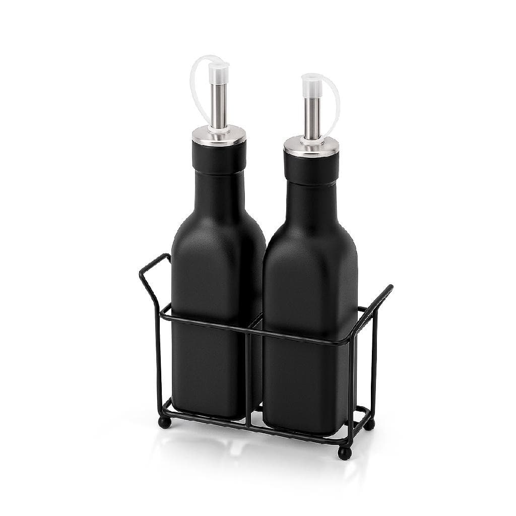 Galheteiro Vidro Inox preto fosco azeite óleo Spray vinagre bico dosador 180ML pimenteiro Molho