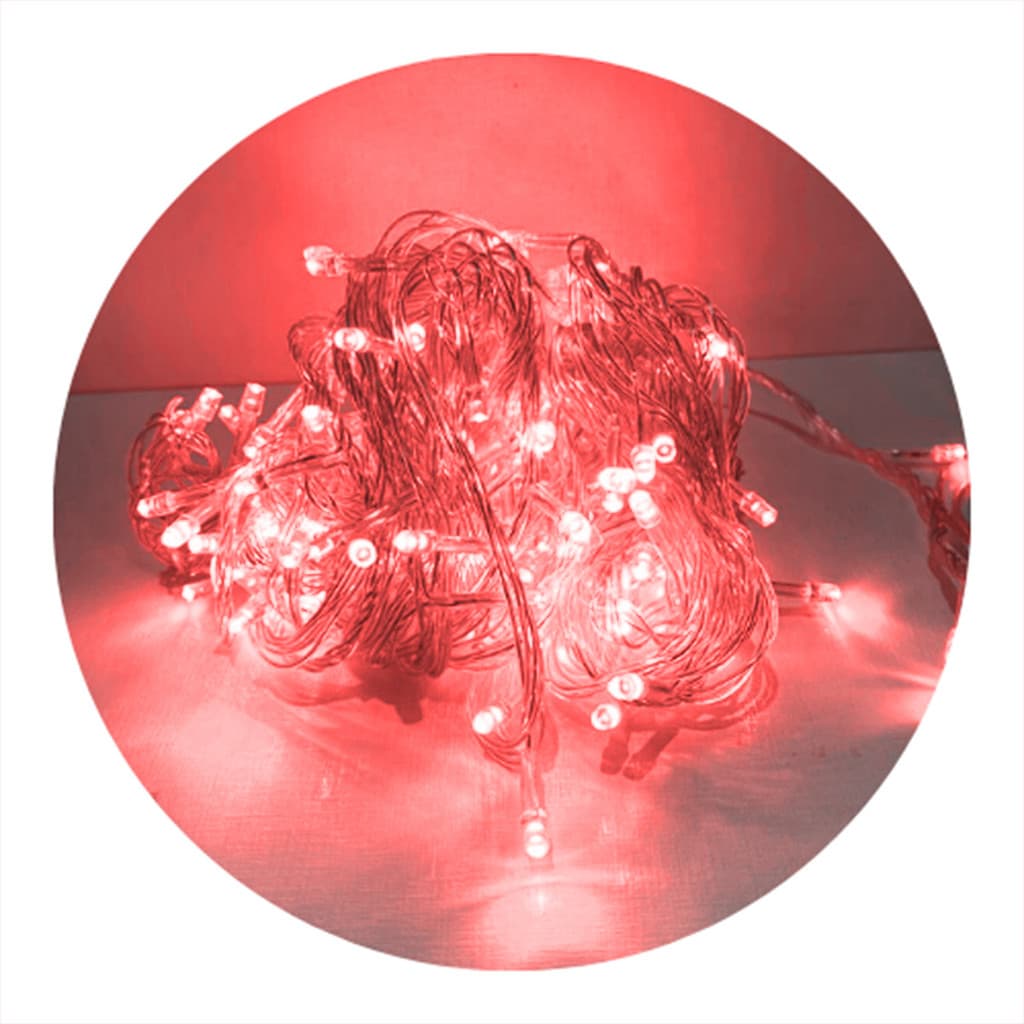 Cordão de 100 Lâmpadas de LED em Formato Gota Vermelho