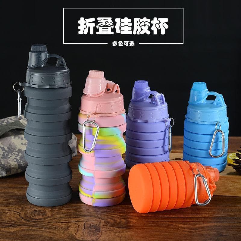 Novo estilo de Silicone retrátil copo dobrável esportes viagem portátil garrafa água ambientalmente amigável grau alimen