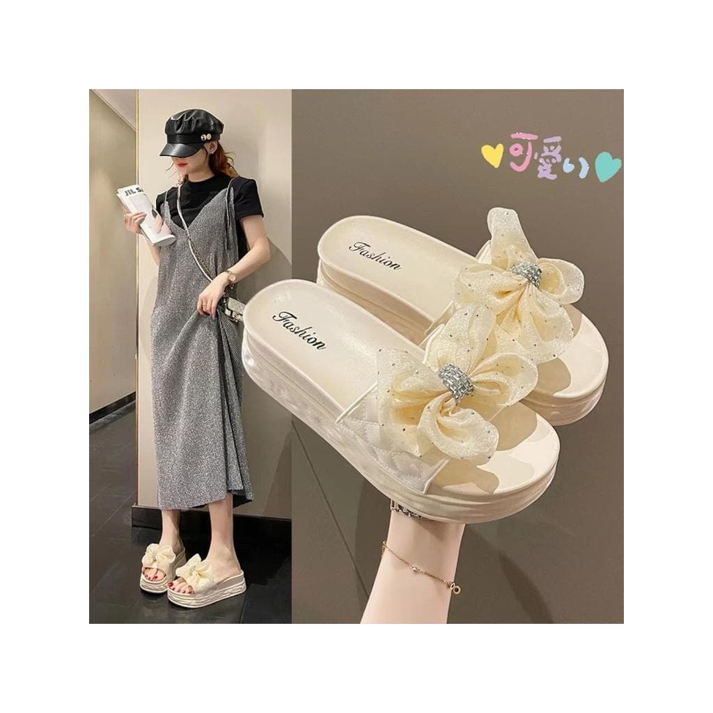 2024 novo estilo chinelos femininos verão exterior usar plataforma inferior aumentado fundo grosso High-End sentimento X