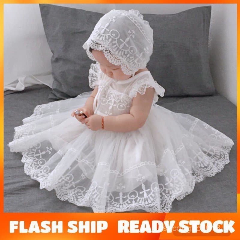 Vestido De Batizado De Bebê Para Menina Branco De 1 Ano De Idade Noiva Sem Mangas
