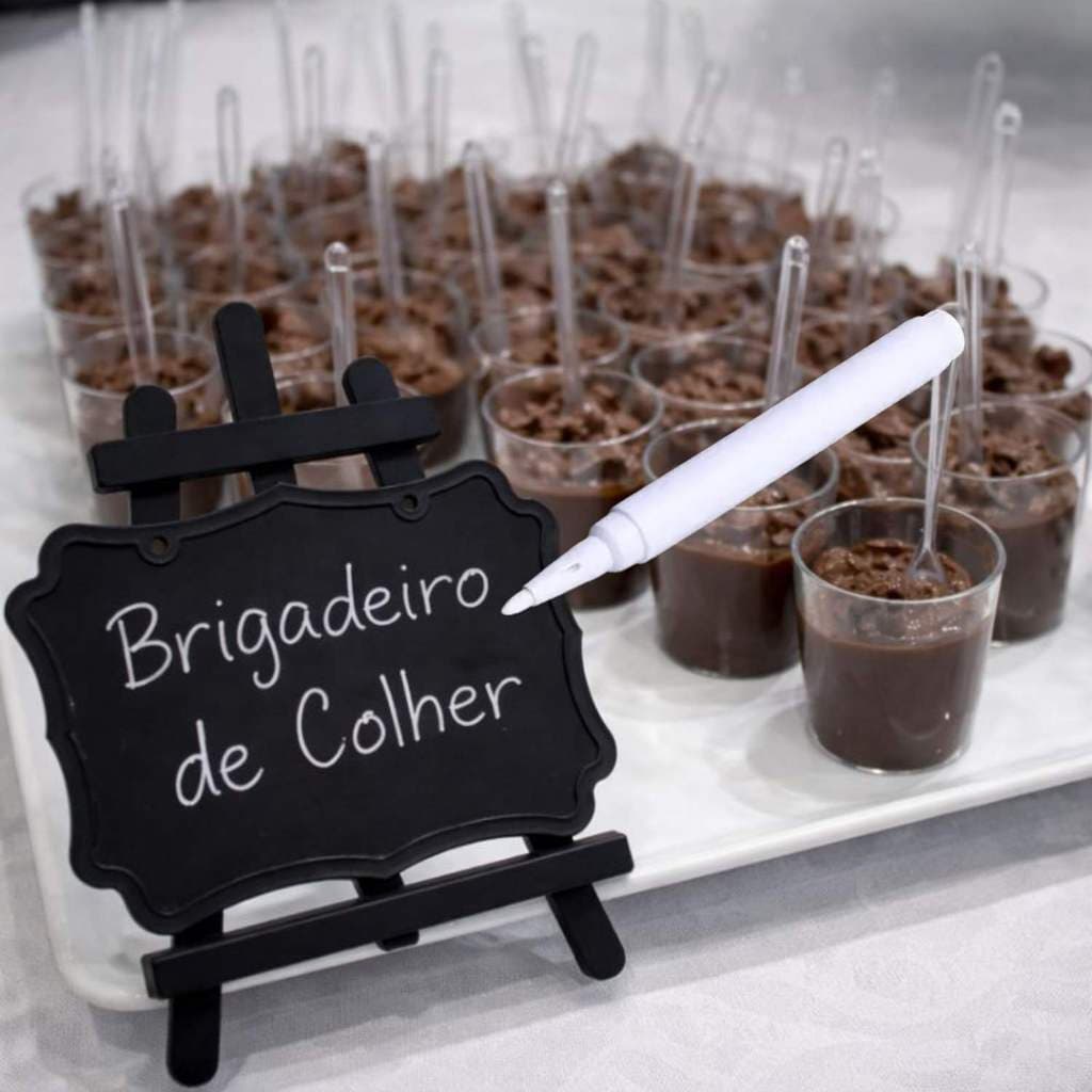 Kit 10 Mini Cavalete Preto Lousa Centro Mesa Cardápio Festa