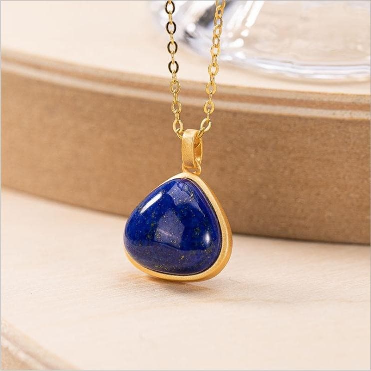 Lapis Lazuli Triângulo Natural Requintado Colar De Prata 925 Para As Mulheres Pingente Acessórios De Moda Jóias Coreano