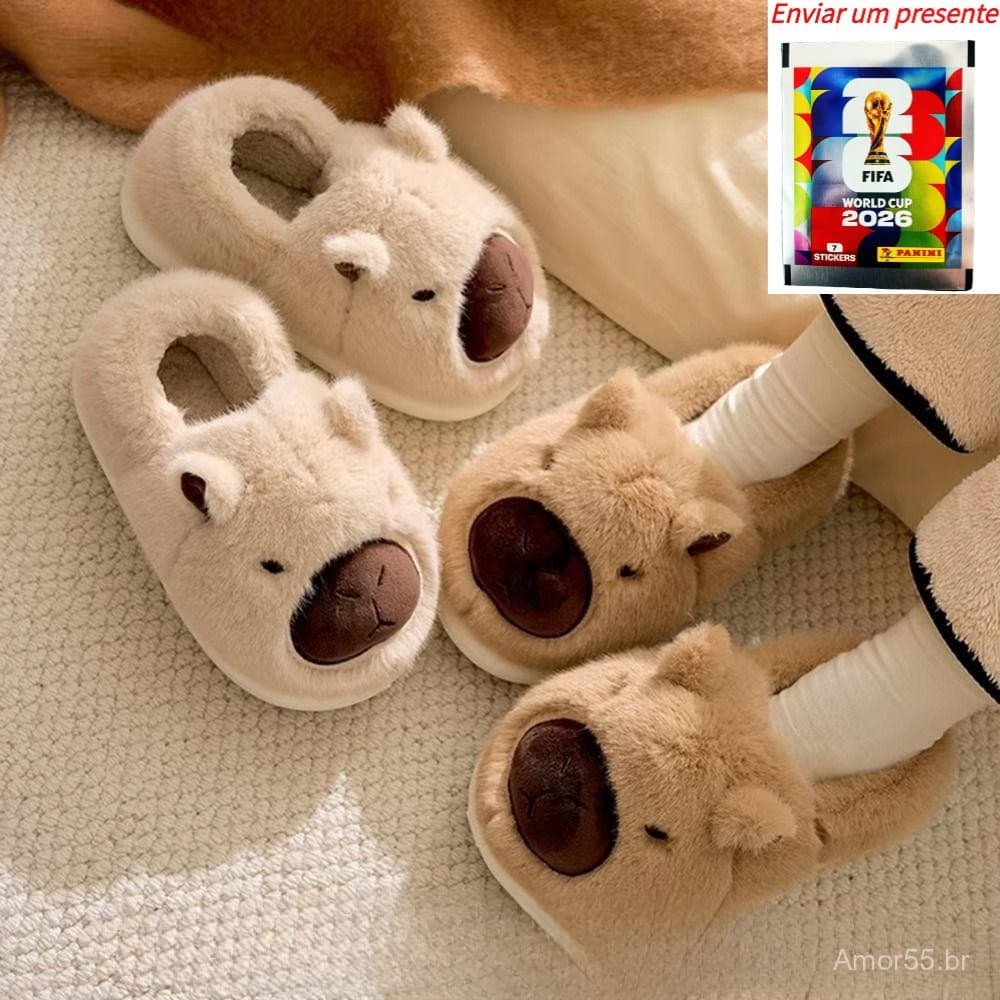 BLUEVELVETSP Pantufas de Pelúcia Capivara, Quentes, Fofas, de Pelo de Capivara SK91