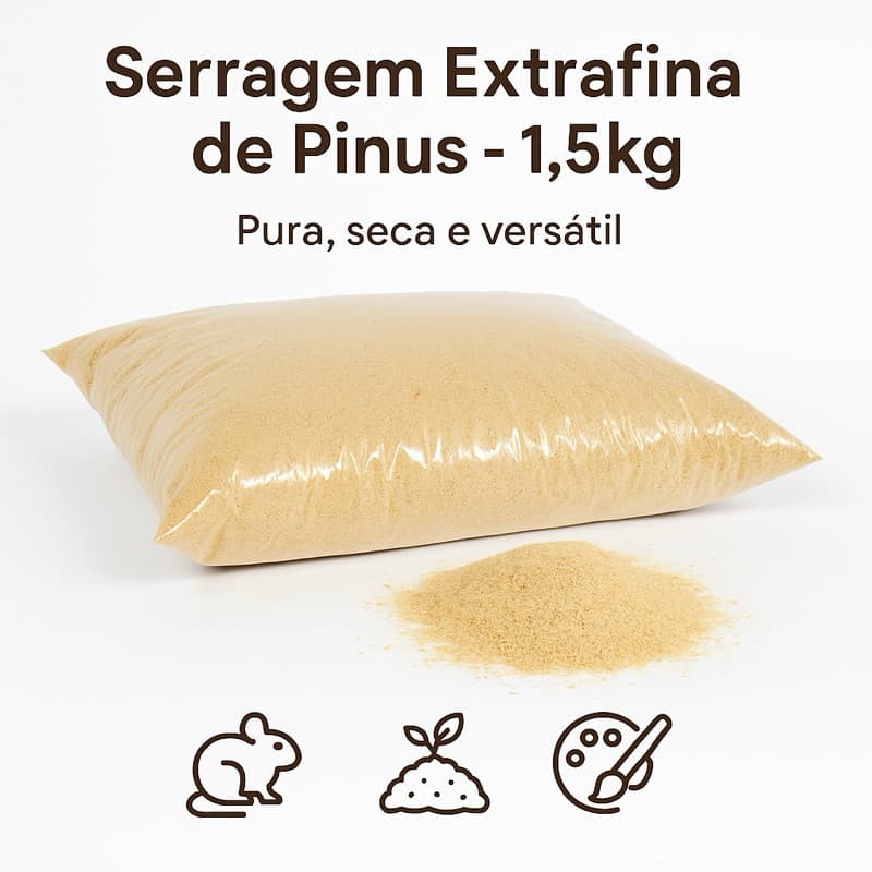 Pó de madeira/Serragem extrafina/Maravalha de pinus - 1,5kg