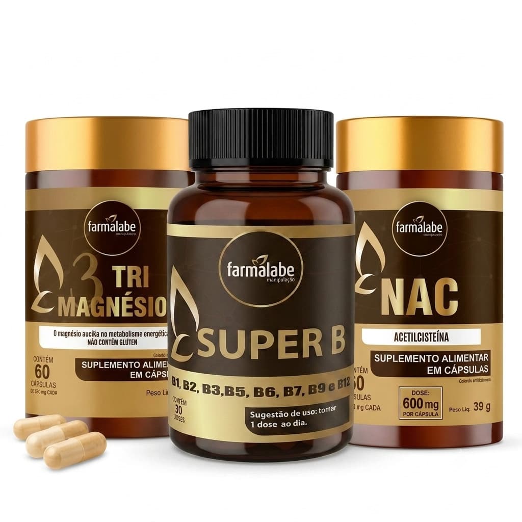 Kit NAC + Complexo B + Tri Magnésio | Combo Completo