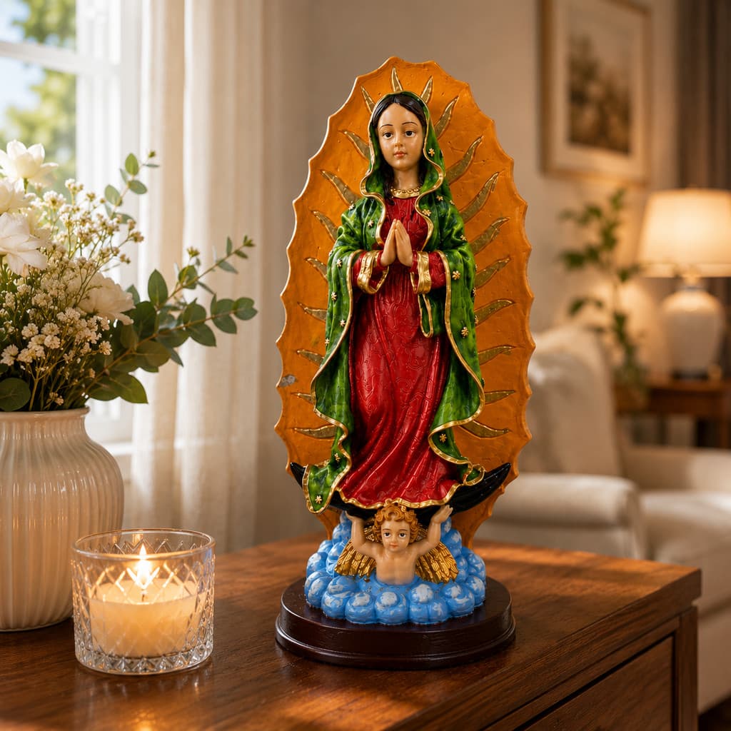 Nossa Senhora de Guadalupe 30cm Resina Colorida