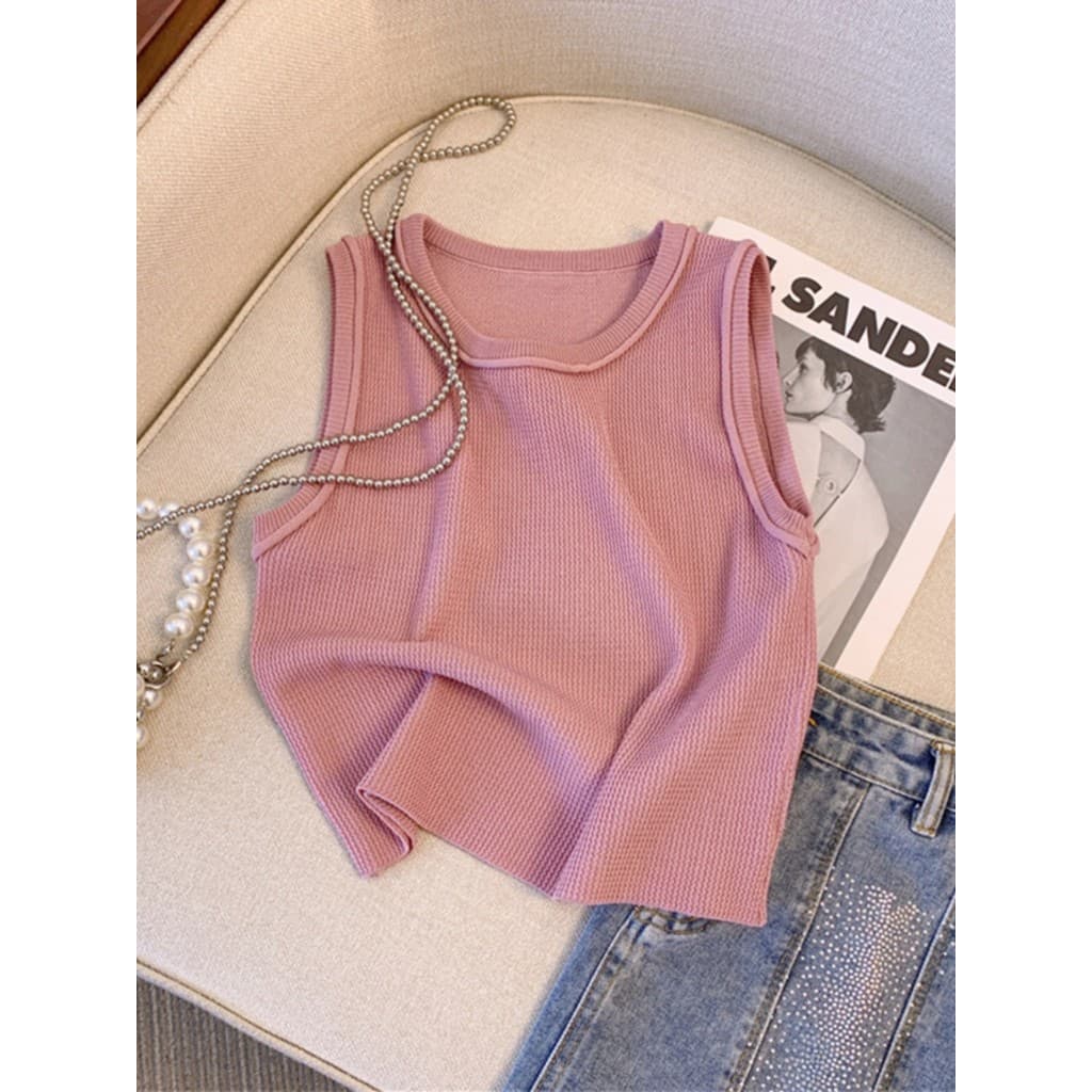 Rosa esportes em forma de I camisola feminina roupa interior verão exterior usar capa seios fino-ajuste sem mangas Botto