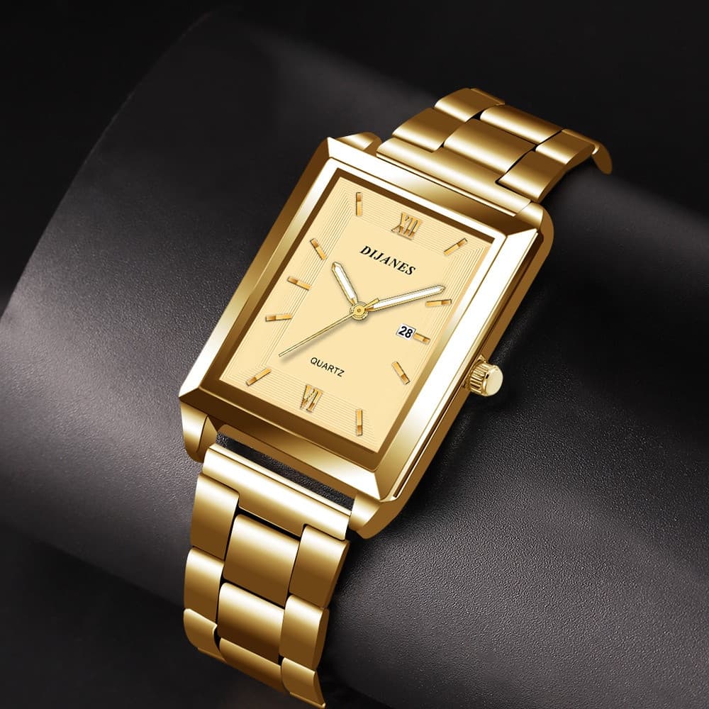 Relógio DIJANES Square Masculino Com Pulseira De Aço Para Homens De Negócios