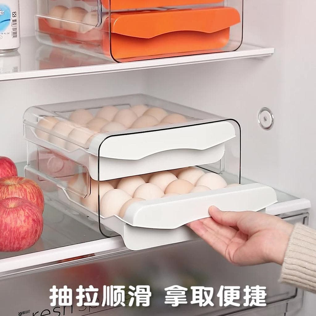 Transparente transparente dupla camada caixa de manutenção fresca cozinha doméstica plástico selado caixa de ovo gaveta