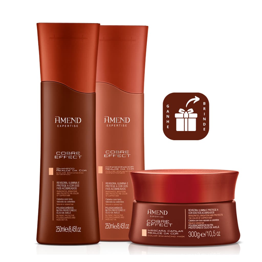 Amend Cobre Effect Kit  Shampoo, Condicionador E Máscara