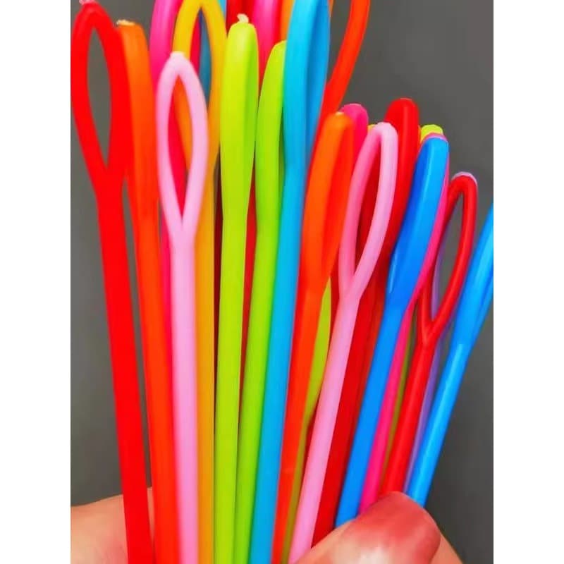 Agulha de costura grande olho grande marca de plástico fivela tricô camisola agulha de lã agulha de costura ferramenta d
