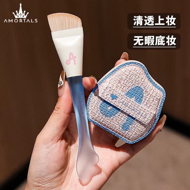 Um pincel sem marca!Ermu Uva Fishtail Arco Fino Pincel de Fundação Plana Lâmina de Cabeça Plana Pincel de Maquiagem Sem