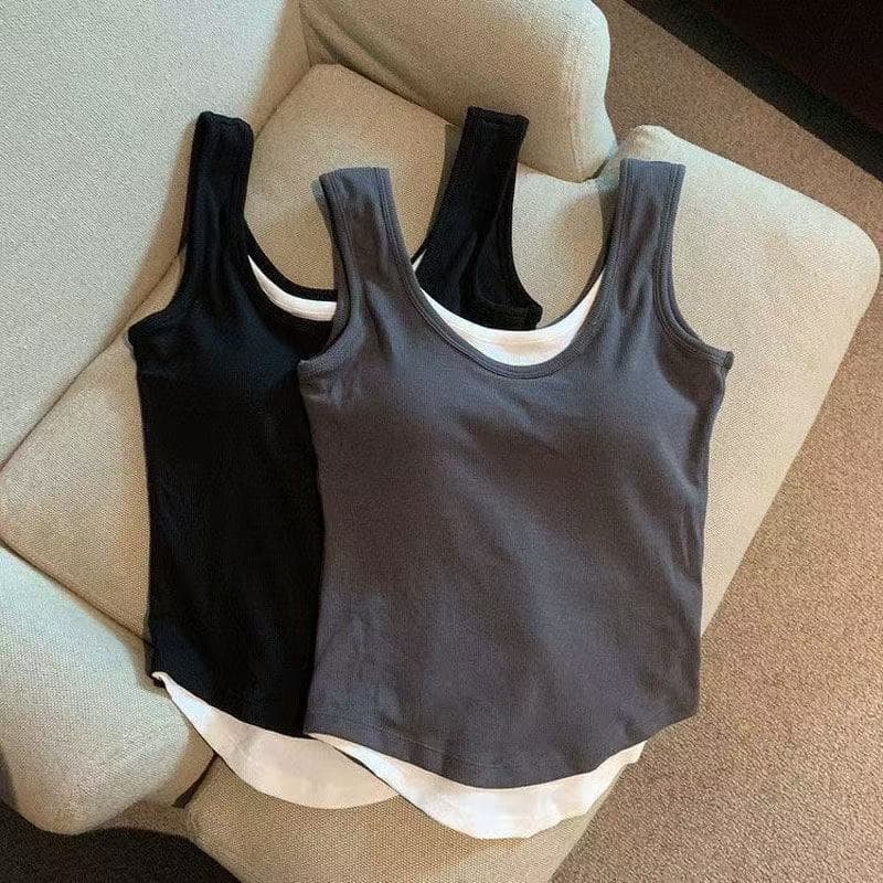 F falso colete de duas peças feminino cinza com almofada no peito verão exterior usar capa seios Anti-reflexo Bottoming