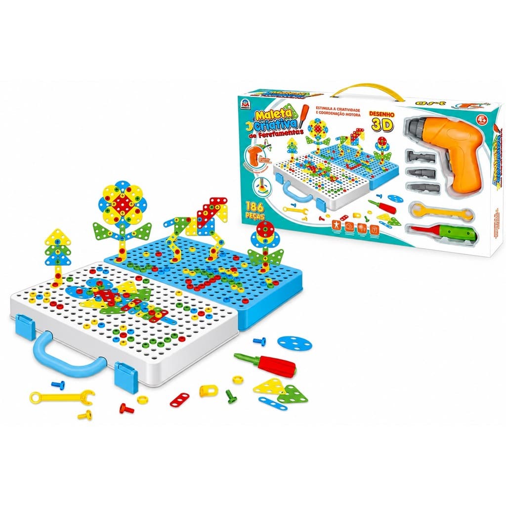 Maleta Criativa Braskit 3602 Com Parafusadeira Infantil