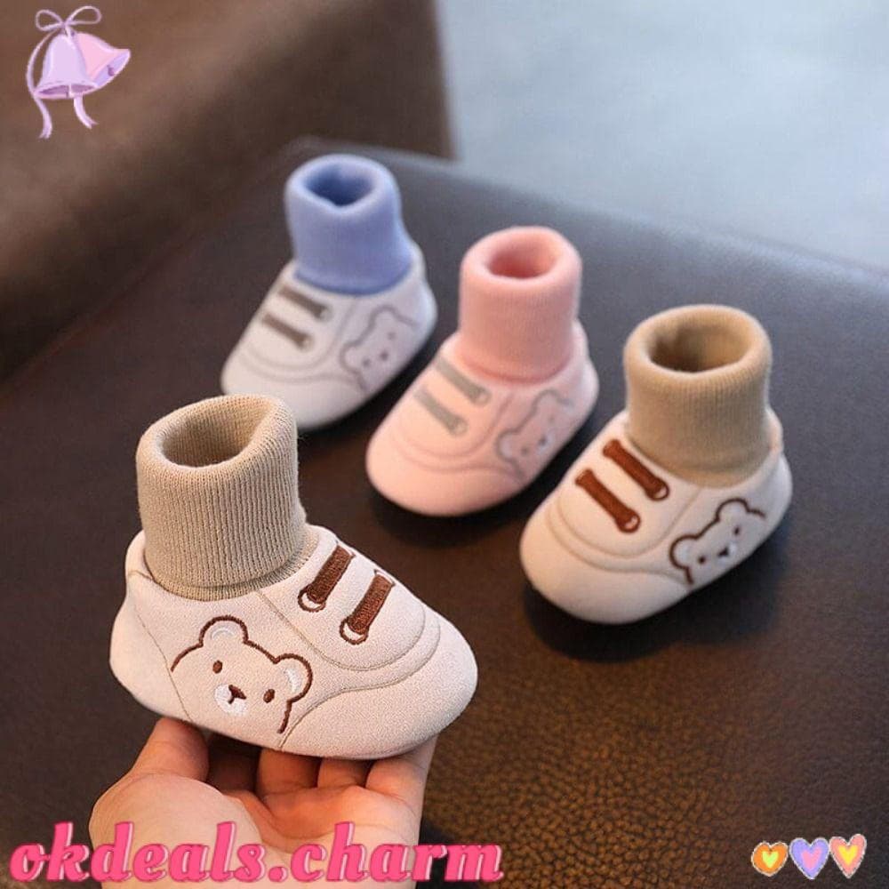 OKDEALS Sapatos Para Andador De Bebê , Sola De Borracha Macia , Meias Respiráveis Bebês , Botas Com Design Antiderrapant