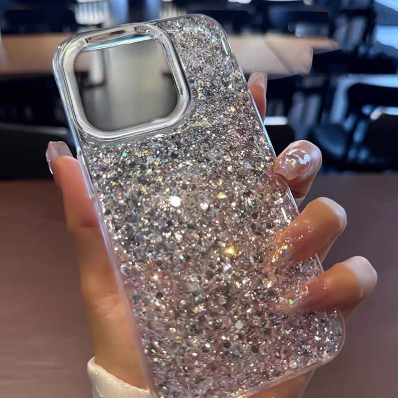 Lente Protetora De Luxo Glitter Sequins Plating Para IPhone 17 Pro Max 16 15 Pro Max 14 13 12 11 Capa À Prova De Choque