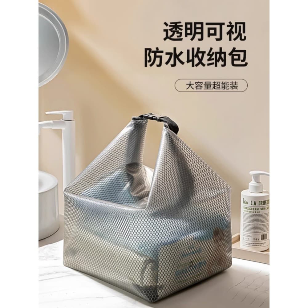Saco cosmético feminino à prova dwaterproof água saco de higiene pessoal seco molhado separação cordão bolso grande capa