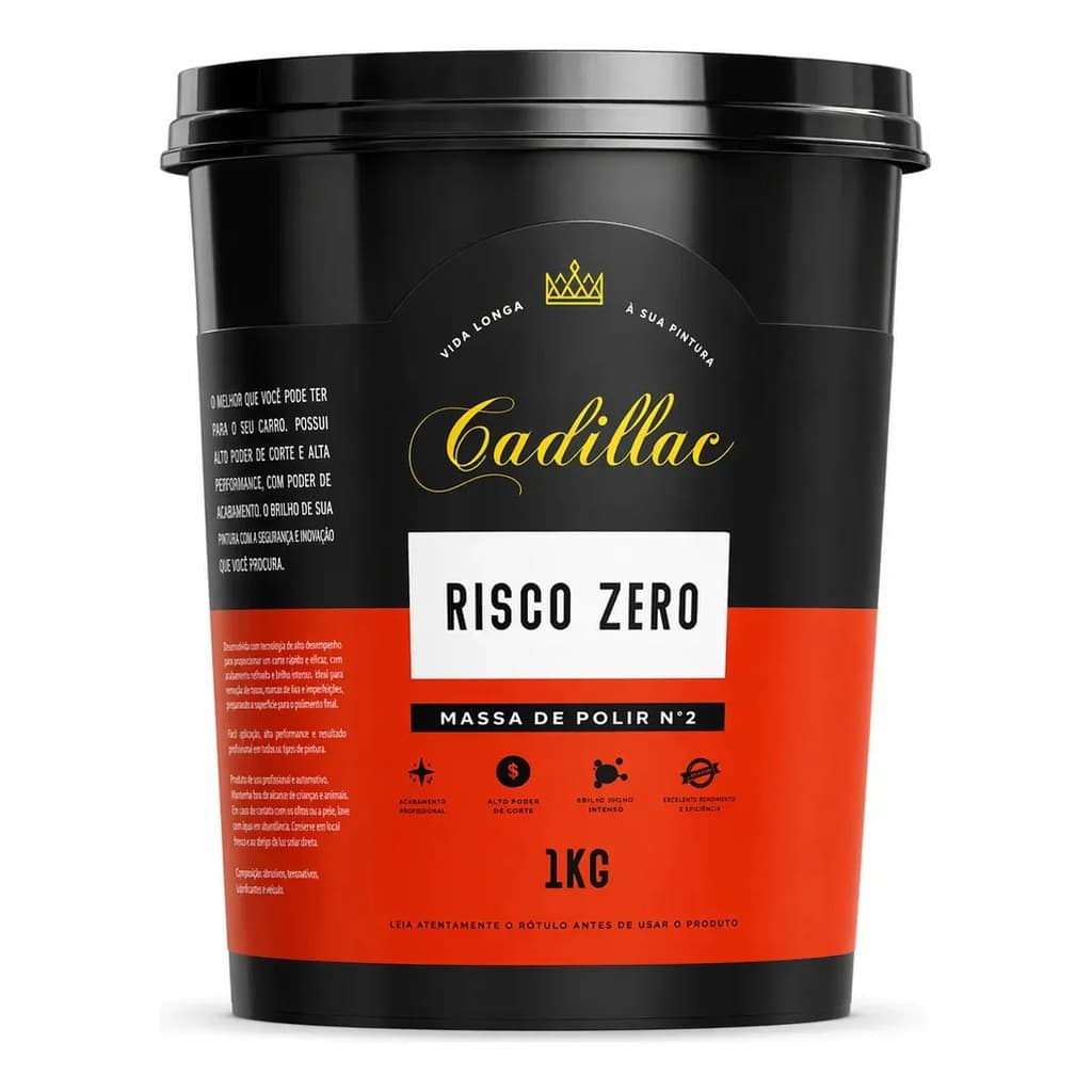 Massa de Polir Nº 2 Risco Zero Cadillac 1kg Branco - Correção e Acabamento para Pintura