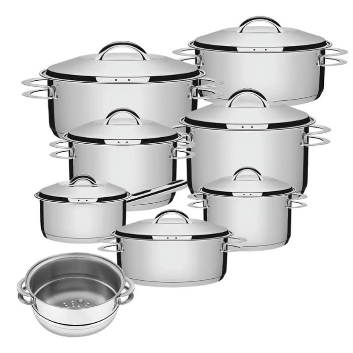Jogo De Panelas 8 Peças Inox Fundo Triplo Solar Tramontina