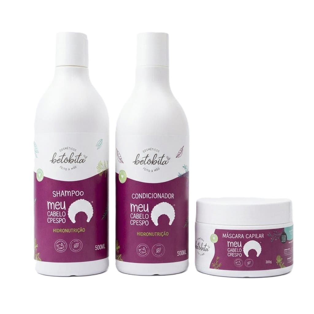 Kit Shampoo Máscara Meu Cabelo Crespo Beto Bita Vegano
