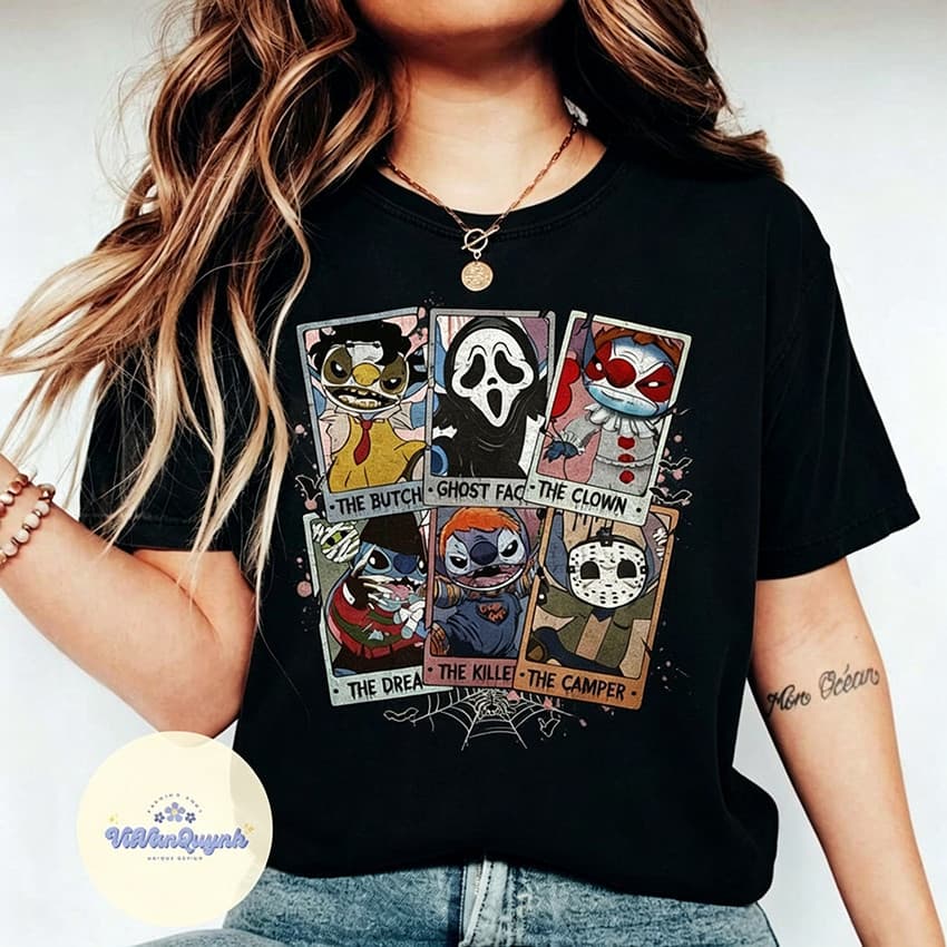 Camiseta Masculino Feminino Fofo Camisa Mickey Vintage Stitch Halloween Algodão Premium
