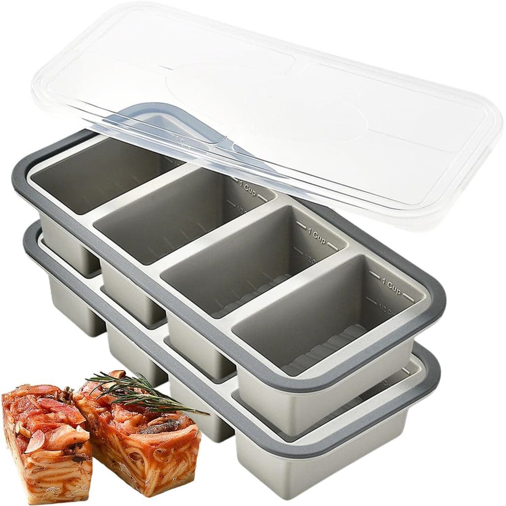 2 Formas Grandes para Cubos de Gelo com Tampa, Moldes de Silicone de 1/2 Xícara para Congelador, Cubos de Gelo para Sopa