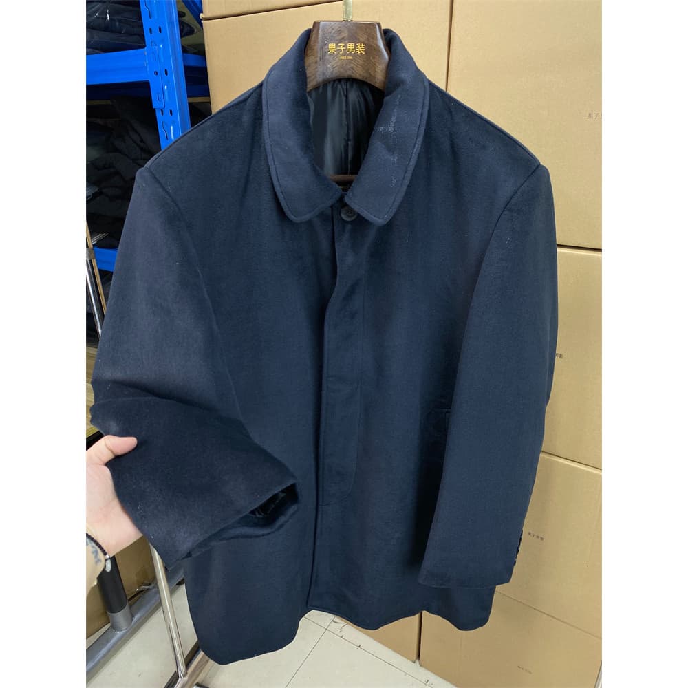 Grande gordura roupas masculinas Oversized enorme gordura comprimento médio 78% Cashmere casaco de lã cor sólida versão
