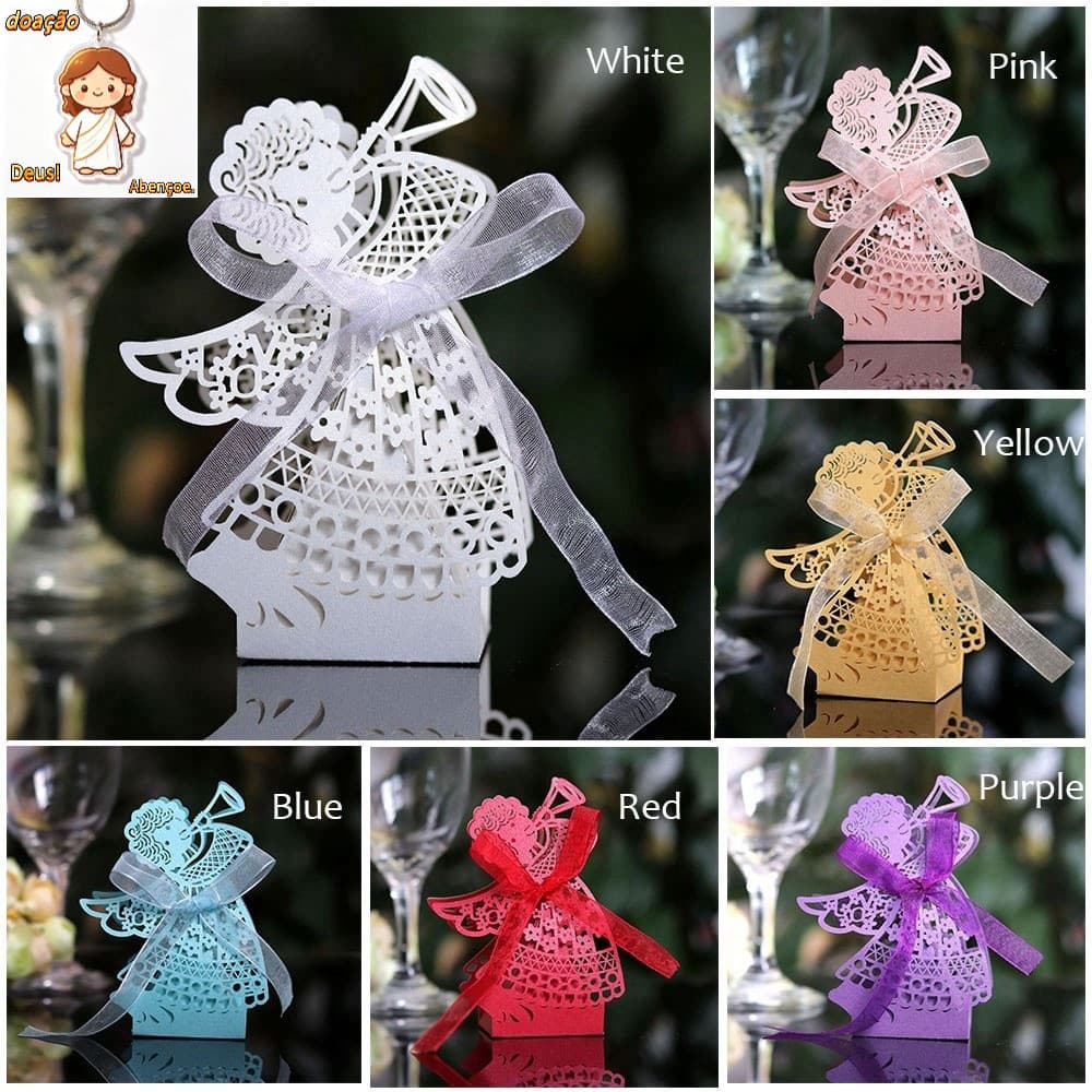 Blloon 10 Peças 6 Cores Lembrancinha Para Chá De Bebê Menina Anjo Corte A Laser Oco Carriage Chocolate Candy Caixas / Mu