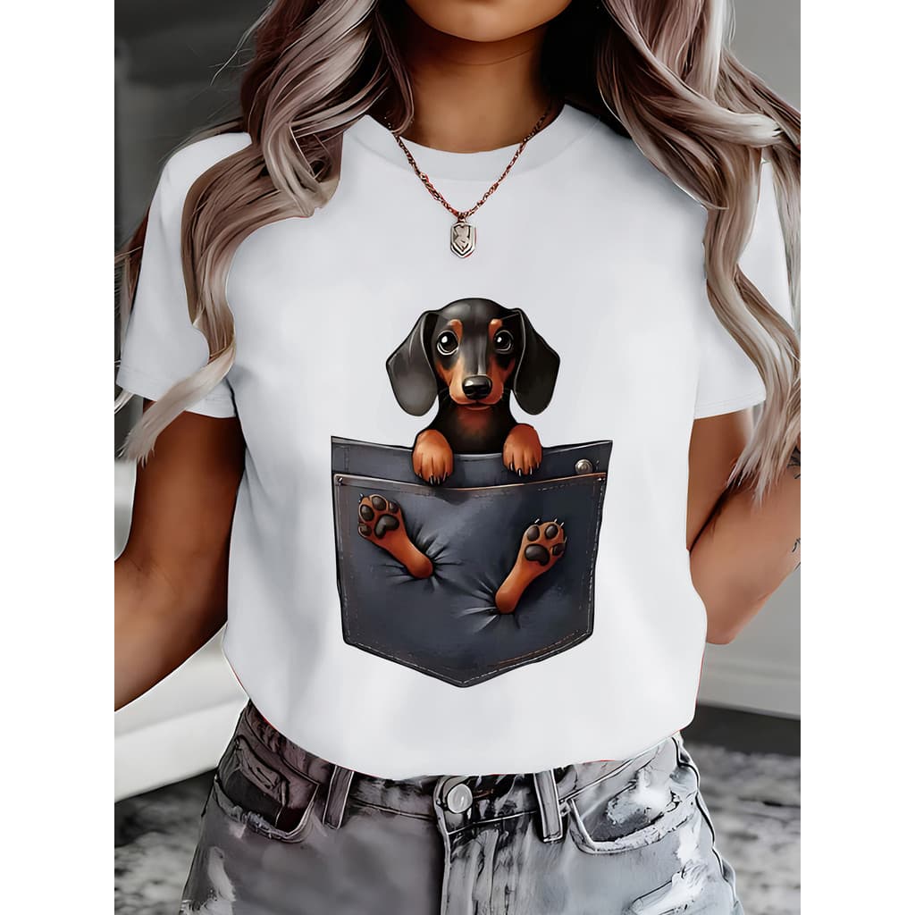 Camiseta Feminina Blusa Estampada Dog Animal Estilo Lançamento confortavel