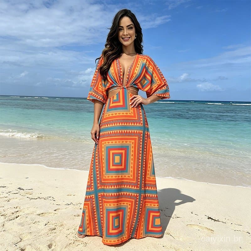 Vestido de Festa Feminino com Recortes Laterais e Elegante Laço nas Costas Perfeito para Eventos GTIE