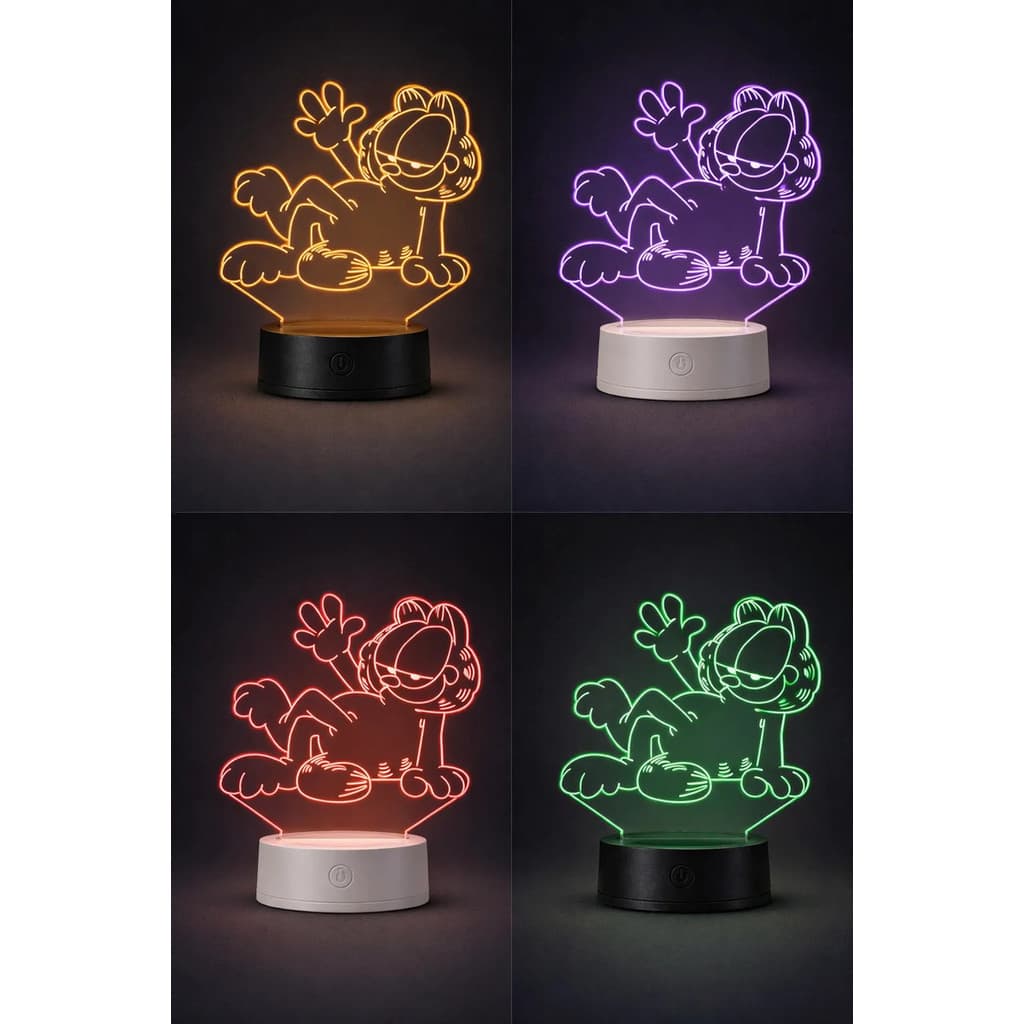 Luminária 3d Garfield Abajur Led Decoração Geek Usb