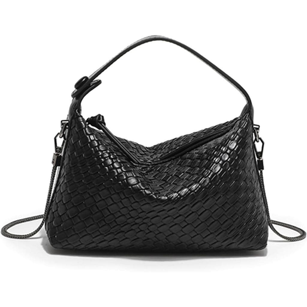 Bolsa Hobo Feminina, Bolsa de Mão em Couro Vegano, Bolsa Transversal com Alça Superior e Corrente de Metal |     Bibliot
