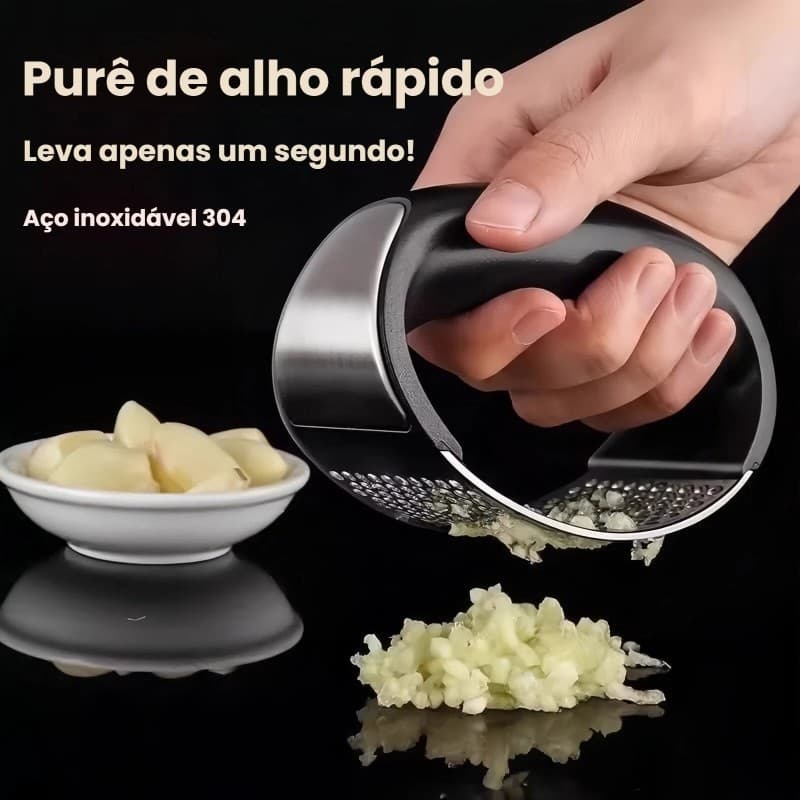 Amassador de Alho Portátil com Sistema de Pressão Manual em Aço Inoxidável Casa e Restaurante