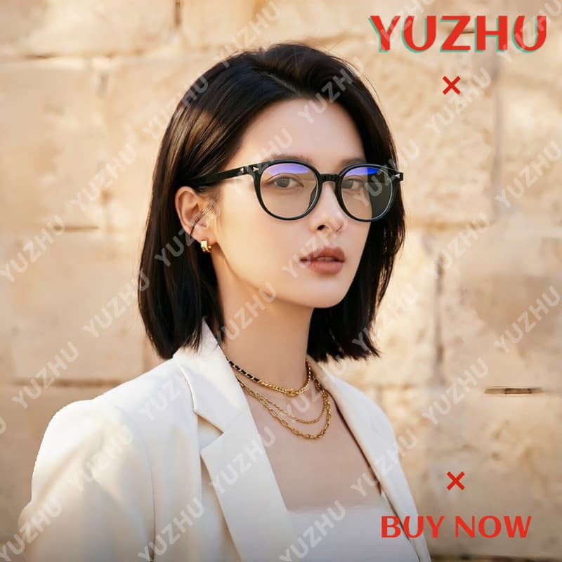 (YUZHU) Óculos Retrô Estilo K Formal Redondo De Armação Pequena Feminino TR90 , Anti-Luz Azul Para Aula On-Line E Leitur