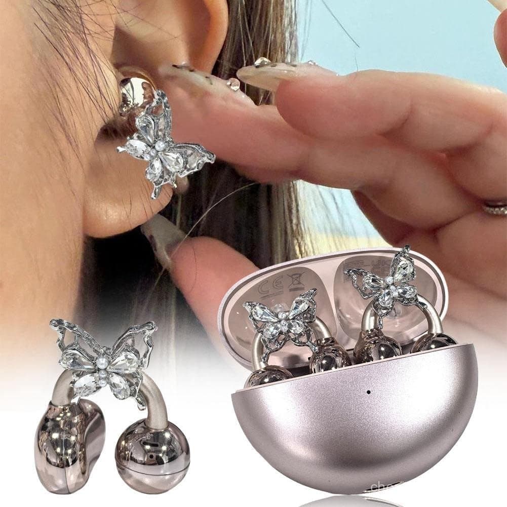Laço de strass para fones de ouvido com clipe, acessórios para fones de ouvido com clipe, decoração de strass para fones