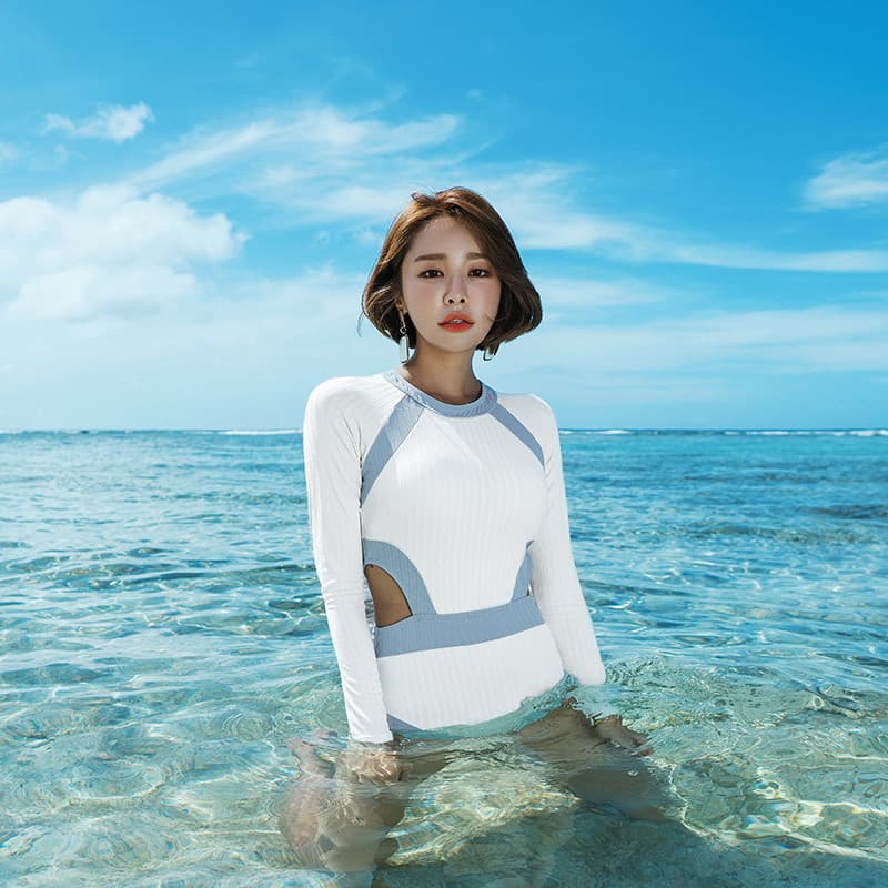 Coreia do sul novo estilo protetor solar de manga comprida praia mergulho surf água-viva terno capa barriga mais magro o