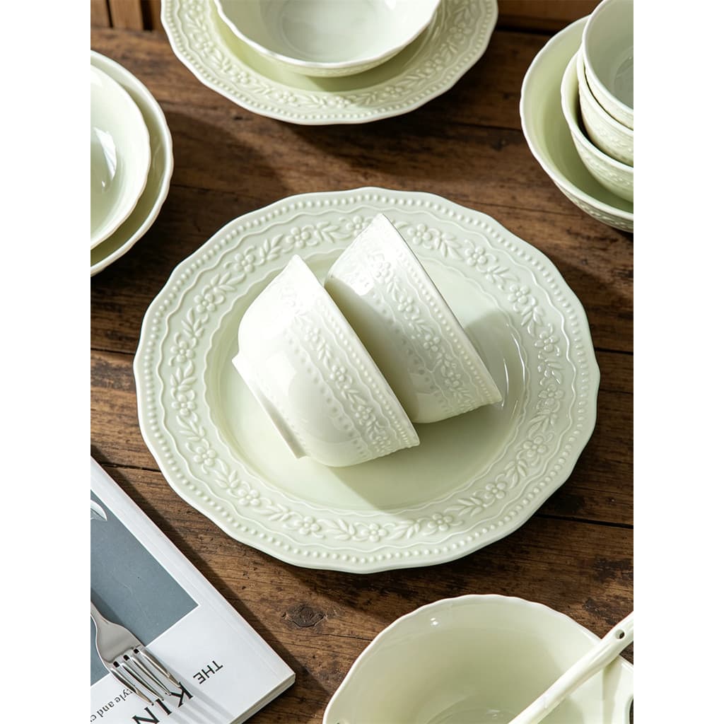 Tigela de cerâmica estilo nórdico, tigela de arroz doméstica, sopa, macarrão instantâneo, salada, conjunto de combinação