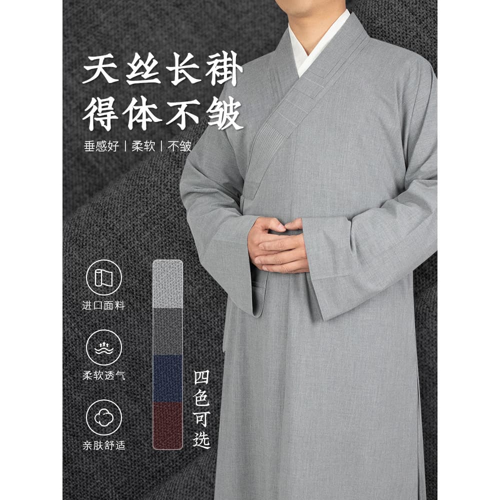 Xiangren monge roupas High-End casaco longo monge roupas masculinas primavera verão monge roupas Tencel casaco Robes sai