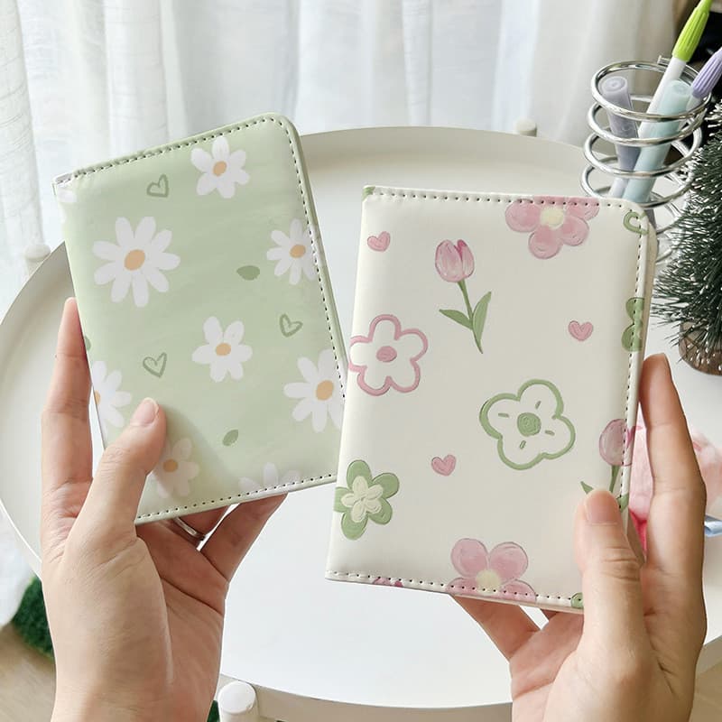 Textura de pintura a óleo pequena série de flores frescas porta-passaporte bolsa de documentos capa protetora porta-cart