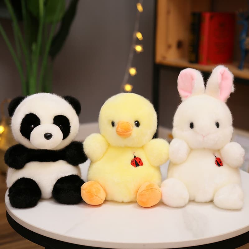 Simulação Panda boneca pequena Mini simulação brinquedo de pelúcia boneca coelho branco pinguim Husky