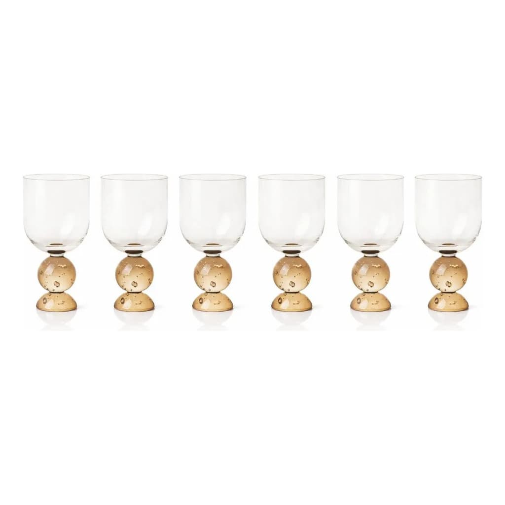 Kit Com 6 Taças De Vidro Bubble Glass Esfera Âmbar 380ml