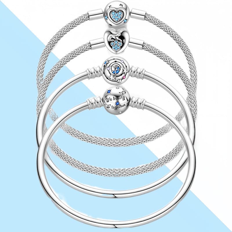 Pulseira de prata 925 Berloque de 17-20cm, pulseira original, adequada para fabricação de joias DIY ZSYT M4MP