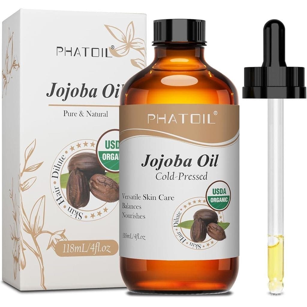 Óleo de Jojoba Orgânico USDA 118ml - Prensado a Frio, 100% Puro e Natural para Pele, Cabelo e Corpo - Hidratante, Antien