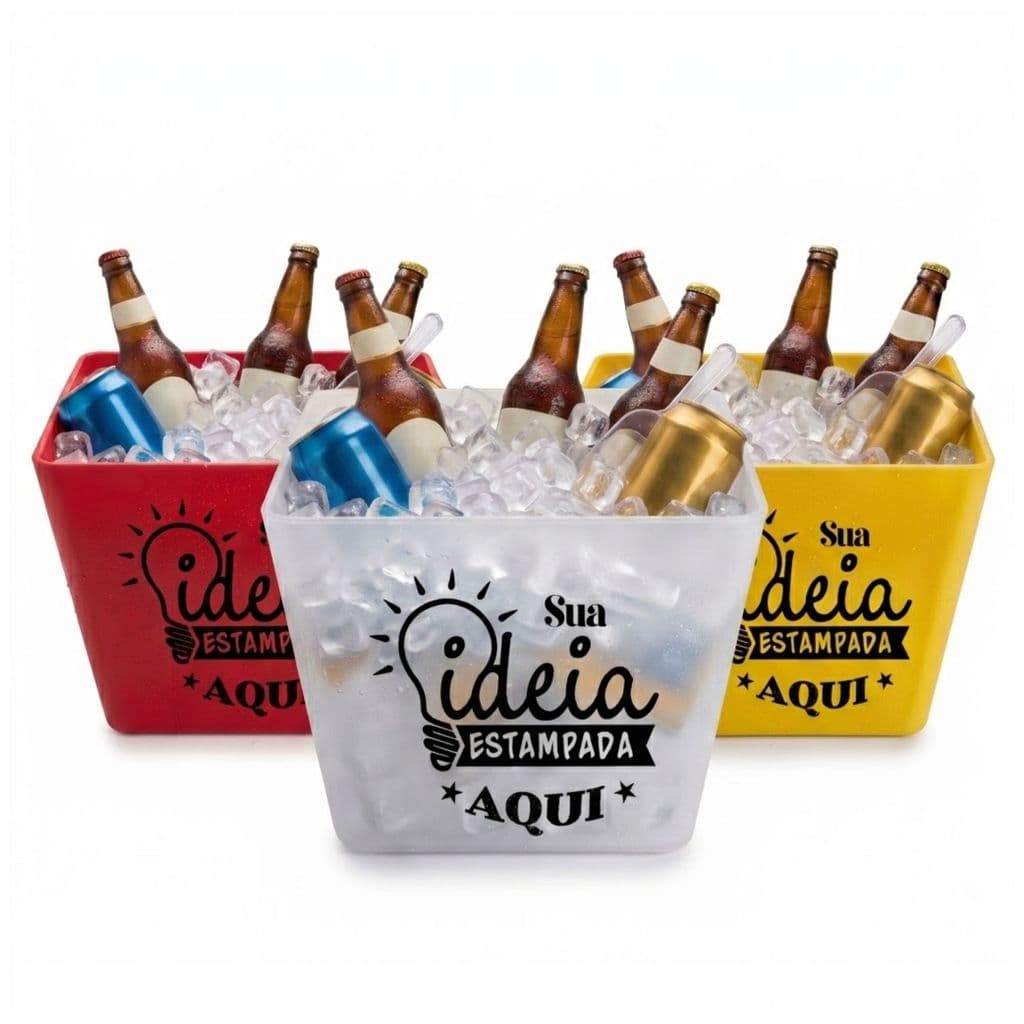 Balde De Gelo Champanheira 4,5L PP Resistente Sua Arte Logo Festa