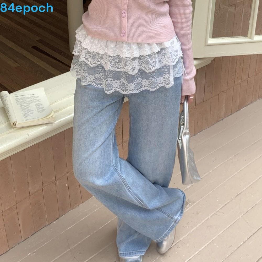 BREPOCH Saia De Renda Em Camadas , Irregular De Bainha Decorativa De Malha , Cinto De Gravata Flores Meio Corpo