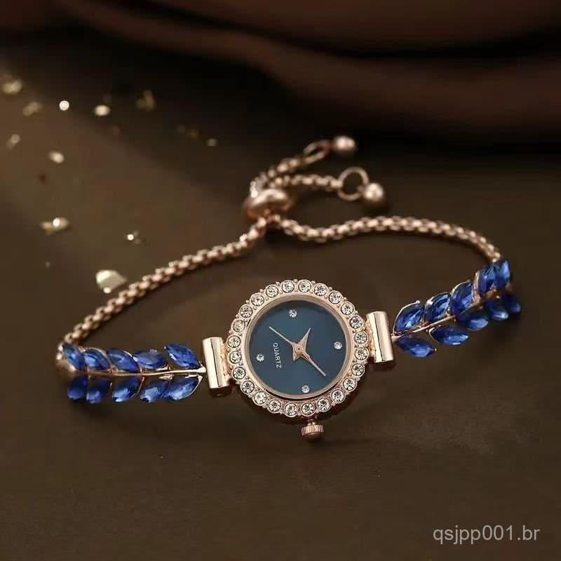 Relógio De Quartzo Feminino Relógio Feminino Com Strass Mostrador Pequeno Pulseira Fina Ajuste Livre